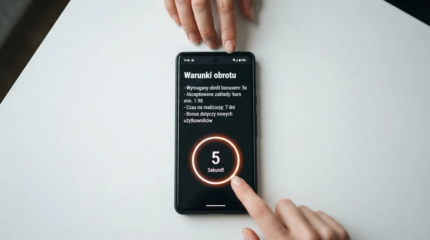 Zbliżenie na telefon z listą warunków promocji i licznikiem odliczającym dni do końca oferty