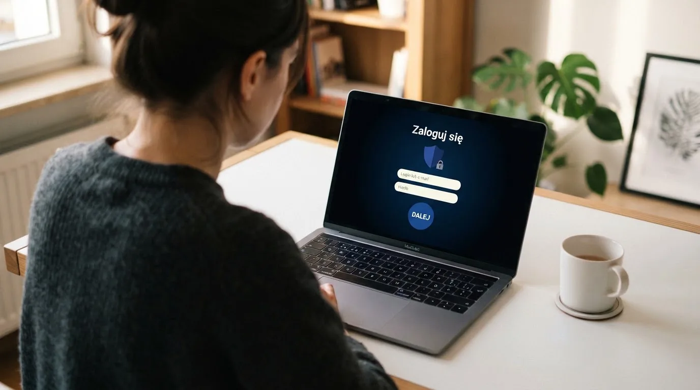 Strona logowania oficjalnej platformy Total Casino na ekranie laptopa, jedynego legalnego kasyna online w Polsce