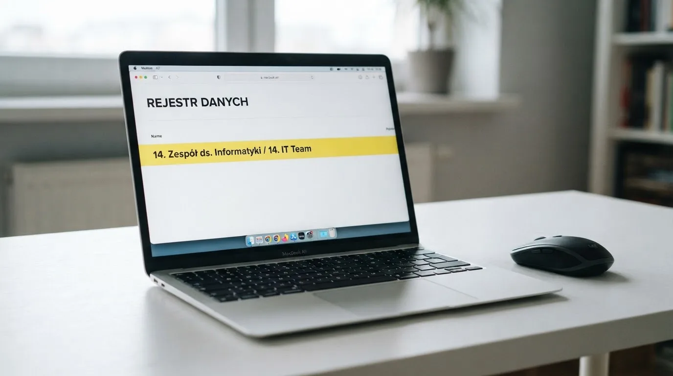 Ekran laptopa z otwartym rejestrem licencji regulatora z Curaçao, w którym jeden wiersz zaznaczono żółtym podświetleniem